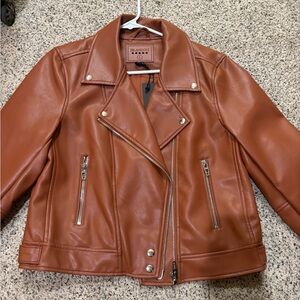 Womens Brown Leather Jacket New with Tags